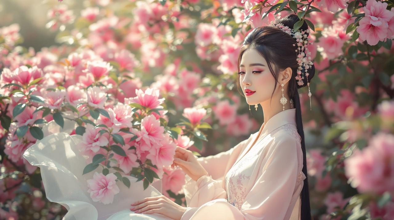 精彩视频 - 杜鹃花主题汉服人像摄影