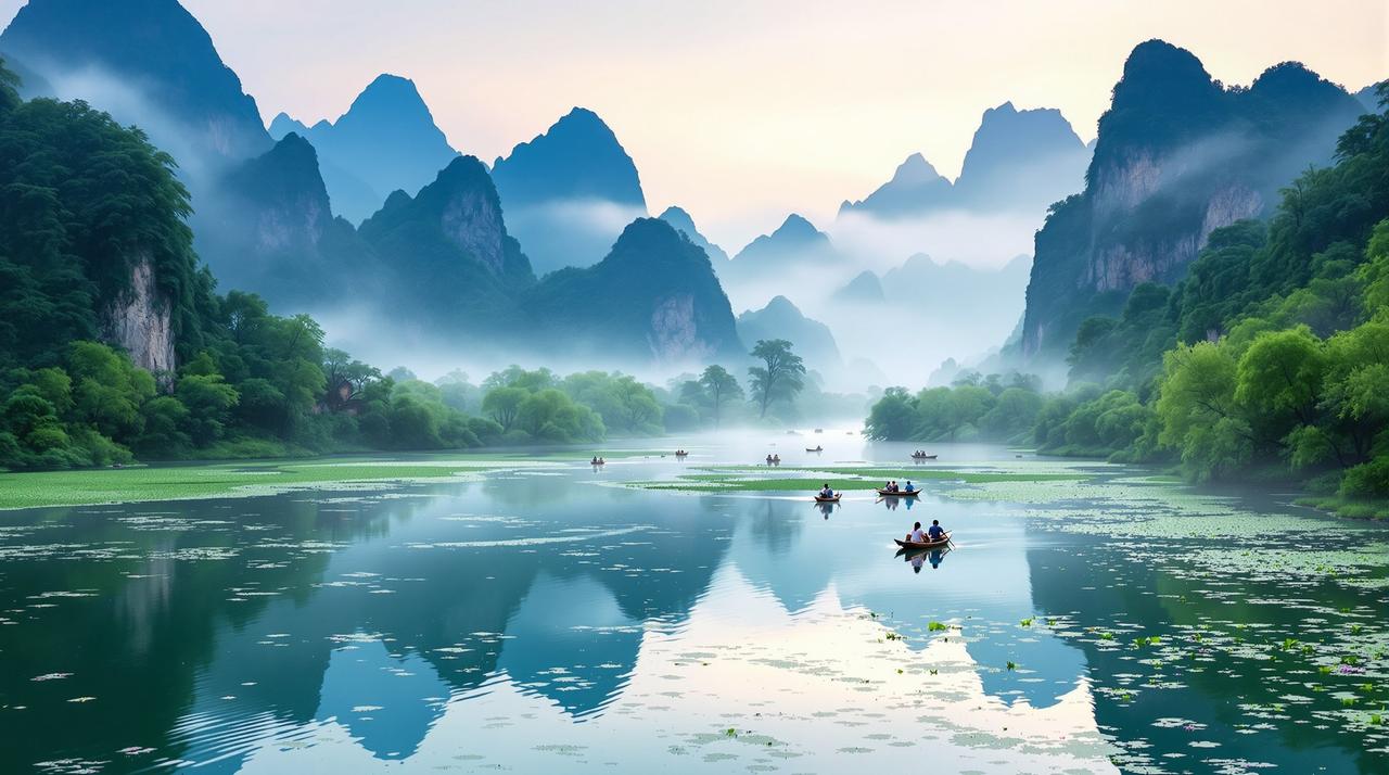 精彩视频 - 广西桂林漓江畔杜鹃花春色