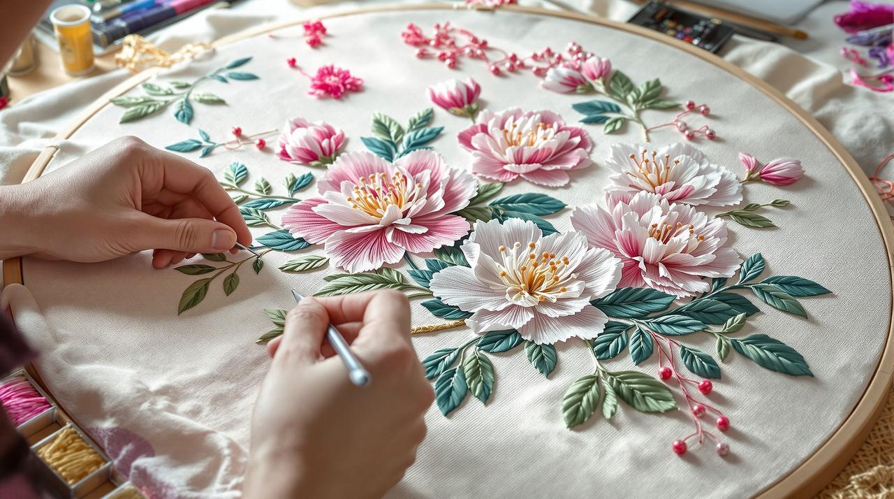 精彩视频合集 - 杜鹃花与刺绣：指尖上的花艺