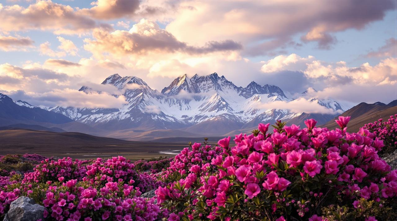 精彩视频 - 西藏林芝杜鹃花与雪山同框绝景