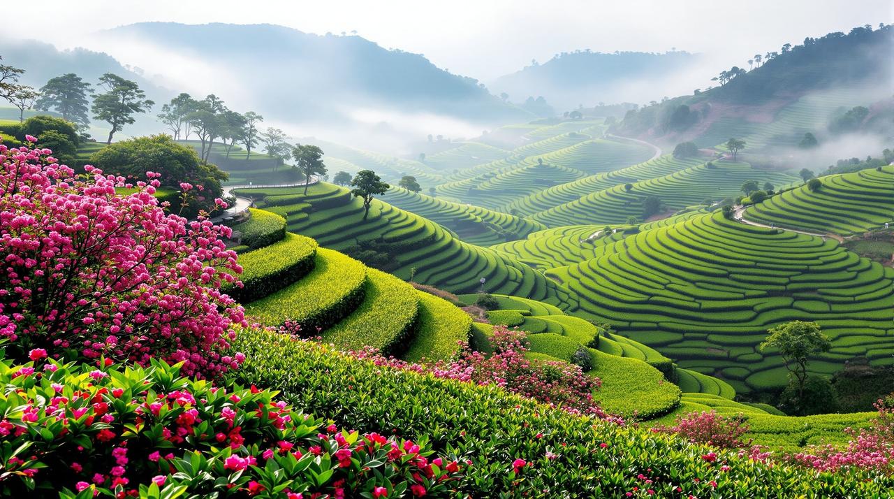 精彩视频 - 福建武夷山杜鹃花与茶园共生之美